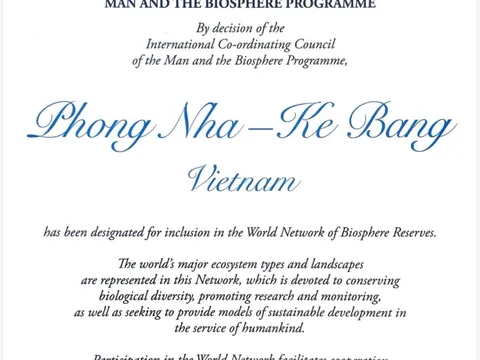 Phong Nha – Kẻ Bàng được UNESCO vinh danh là Khu Dự trữ sinh quyển thế giới