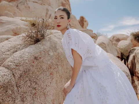 Fashionista Châu Lê Thu Hằng nổi bật giữa sa mạc Mỹ
